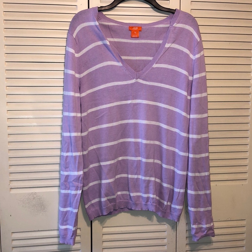 Joe Fresh Striped Purple & White Long Sleeve Shirt